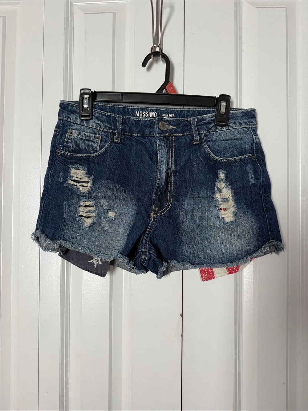 Mossimo Supply Co. Dark Blue Distressed Denim Cutoff Shorts